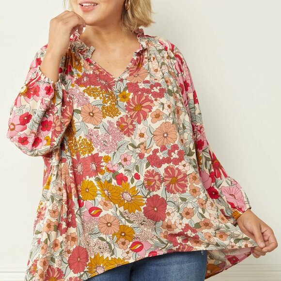 Fray Floral Peasant Top Size Small/ 0-6 Style #T16804 Prairie Blouse - Picture 1 of 7